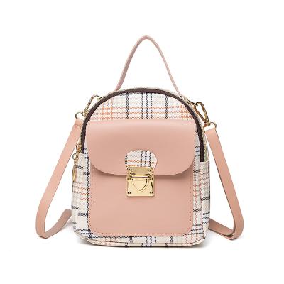 China Fashion Designer Plaid Leather Lady Backpack Anti Theft Bag For Women for sale