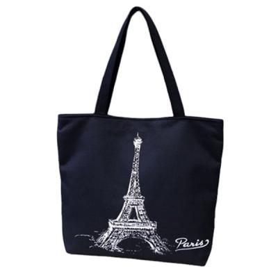 China Wholesale high-grade reusable korean leather reusable bag bags fashion beach silk screen beach bag canvas shoulder tote bag custom logo for sale