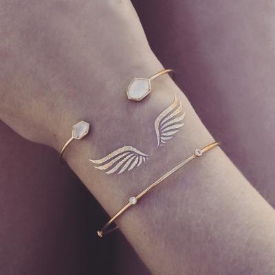 China Customized Wings Gold Metallic Foil Tattoos Fashion Wrist Jewelery for sale