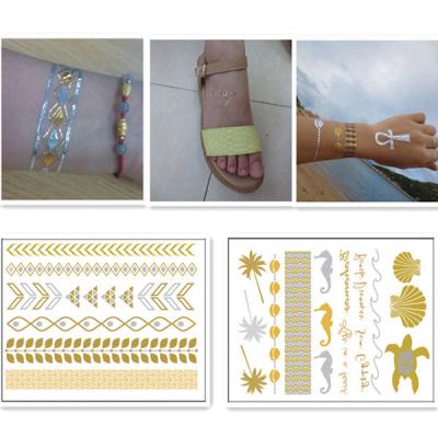 China Long Lasting Waterproof Gold Foil Metallic Body Jewelry Tattoo Stickers for sale