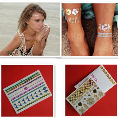 China Professional Custom Gold And Silver Temporary Glitter Tattoo Stickers for sale