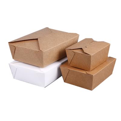 China Disposable Brown Greaseproof Kraft Paper Box Salad Use Takeout Paper Box for sale