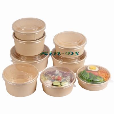 China Disposable Custom Food Packaging Brown Food Container Or Disposable White Kraft Paper Bowl For Salad for sale