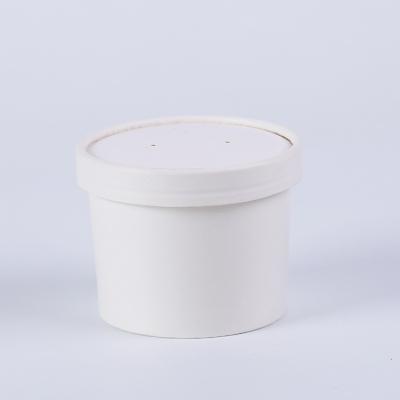 China Single Wall Disposable White Kraft Paper Soup Cup / Bowl With Paper Lid for sale