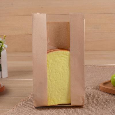 China Disposable Custom Design French Bakery Baguette Packaging Kraft Paper Bread Bag With Window for sale