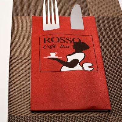 China Airlaid Paper Napkins / Printed Napkin Prefold / Cutlery Napkin With Pocket for sale