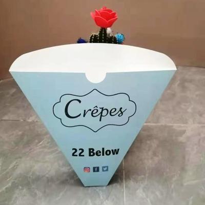 China Disposable Crepe Cone In Paper Packaging Boxes Crepe Cone For Food for sale