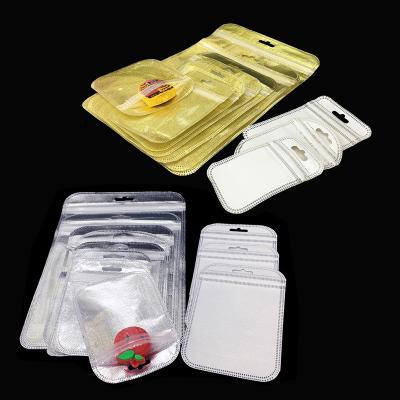 China Security Seal Zip Lock Side Packaging Bags Gold Silver Color Resealable Clear Bag For Earrings Necklace Brooch Underwear Socks for sale