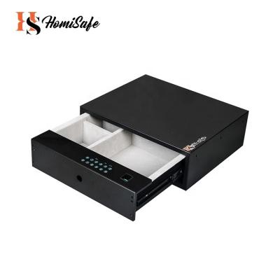 China Homisafe Black Metal Pull Out Cash Payment Digital Hidden Fingerprint Drawer Safe for sale