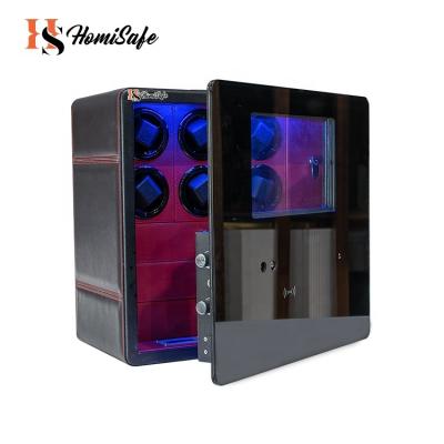 China Luxury Automatic Watch Winder Homisafe Safety Metal 6 Leather Custom Watch Jewelry Safe for sale