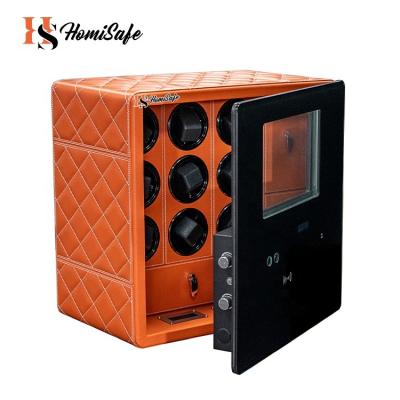 China Factory Direct Supply Leather Jewelry 9 Watch Leather Homisafe Rotating Watch Winder Safe for sale