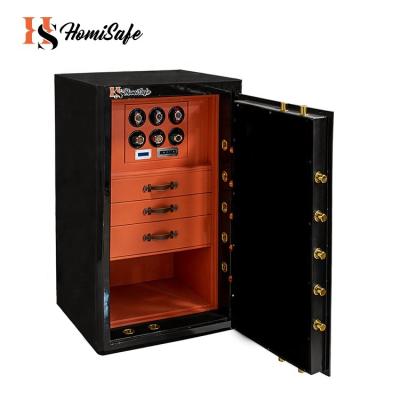 China Leather Homisafe Customized Safety Motor Watch Winder Rotating Fire Retardant Safe for sale