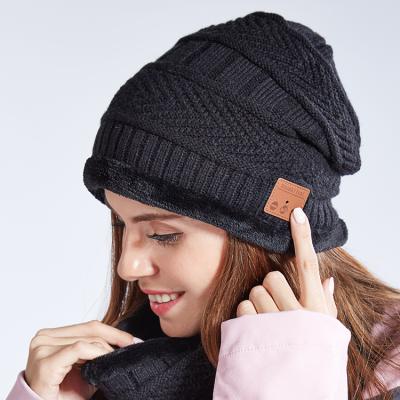 China V5.0 Blue Tooth Beanie Headphones Wireless Headset Winter Music Speaker Fleece Lined Cap Knit Running Beanie With Stereo Speaker for sale