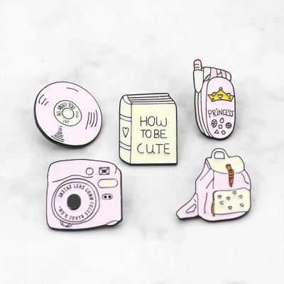 China China Pink Enamel Pin CD Brooches Clothing Lapel Pin Badge Cartoon Pin Gift for Kids for sale