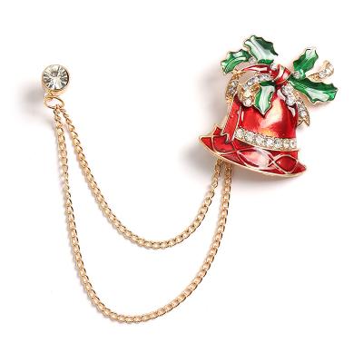 China Europe Christmas Brooches With Lapel Pin Santa Sock Snowman Bells Christmas Enamel Chain Pins for sale