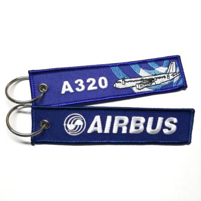 China Advertising A320 Airbus key chain custom embroidery key tag polyester key chain for sale