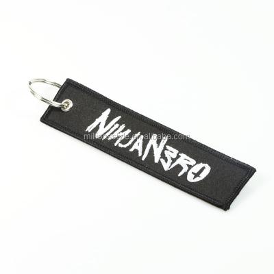 China Promation Design Your Own Logo Airbus Key Chain Key Tag Black Embroidered Holder for sale