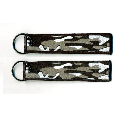 China Cloth Color Promation Camouflage Key Chain Custom Embroidery Full Key Flag With Black Trims for sale