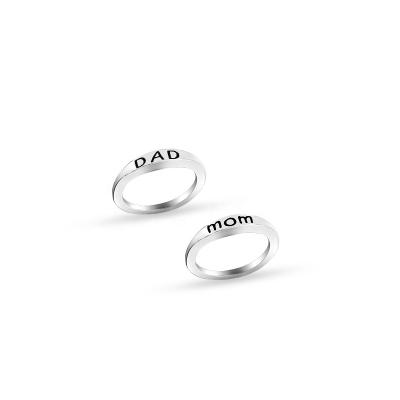 China Trendy Personalized Dad Ring Customized Stainless Steel Letter Ring Minimalist Jewelry Love Mom Ring for sale