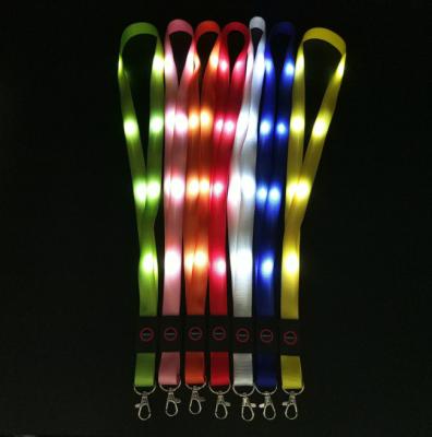 China Advertising custom heat-transfer printing led flashing lanyard for promotion for sale