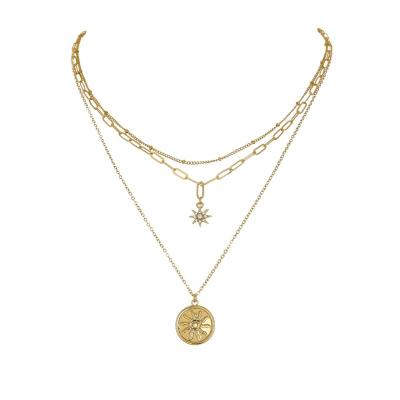 China CLASSIC Multilayer Sun Star Vintage Pendant Necklace Around Sun Charms Clavicle Pendant Necklace For Women Jewelry Sweater Chain Jewelry for sale