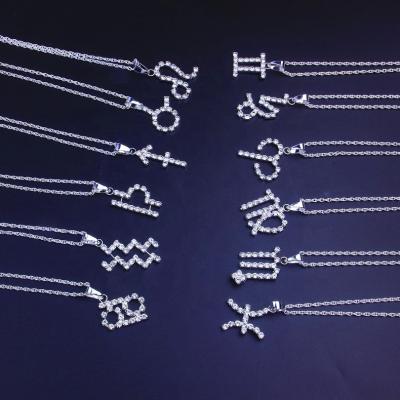 China FASHIONABLE High Quality Zircon 12 Constellation Necklaces Crystal Divination Charm Dangle Necklaces For Gift Jewelry for sale