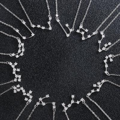 China High Quality FASHIONABLE Star Zodiac Sign 12 Constellation Necklaces Crystal Charm Silver Chain Choker Necklaces For Women Birthday Jewelry for sale