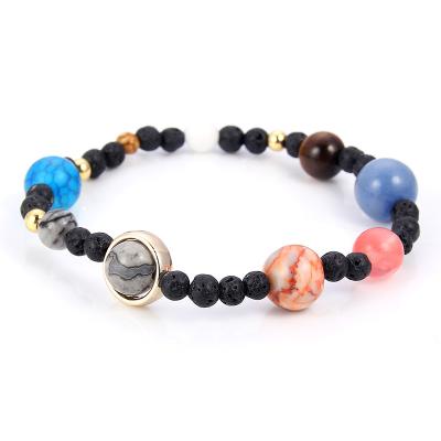 China CLASSIC natural rock nine planets in galaxy stone bracelet men and women shape elastic beaded bracelet for sale