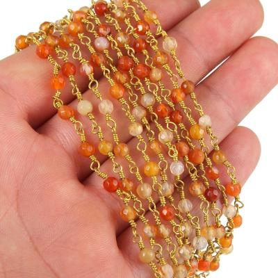 China Fashionable Gold Color High Grade Jewelry Findings Cu Wire 4mm 3mm Copper Stone Beads Link Rosary Chains For Jewelry Making DIY for sale