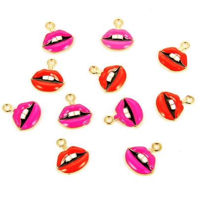 China DIY Pendant Jewelry Earrings.Bracelet Handmade, CLASSIC Epoxy Red Sexy Zinc Alloy Charms Lips Colors Necklace2 for sale