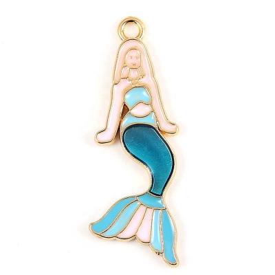 China Wholesale Cute Cartoon Enamel Mermaid Charm Pendant For DIY Bracelet/Necklace Making for sale