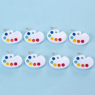 China Cute DIY Drawing Board Resin White Paint Flat Back For Craft Decorations Simulation Palette For Necklace Charms Pendant Accessory for sale