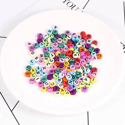 China DIY Candy Colored Bead And Black Acrylic Spacer Number Beads Letter Pattern Approx 7mm Flat Round White Hole: Approx 1.5mm DIY Necklace for sale