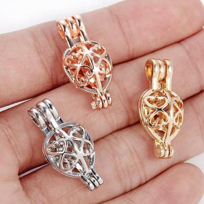 China Cute Fashion Butterfly Pattern Pearl Bead Cage Diffuser Pendant Necklace DIY Essential Oil Jewelry Gift Wholesale for sale