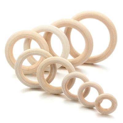 China Wooden Ring Children Kids DIY Wooden Jewelry Toy Fine Quality Soft Natural Wooden Beads Teething Making Crafts Baby Toys for sale