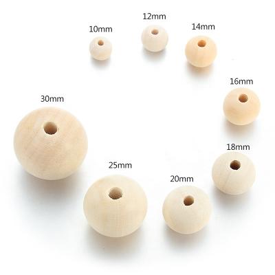 China Jewelry Bracelets 6-30mm Wooden Spacer Beads Natural Color Round Loose Wooden Bead Eco-friendly DIY For Jewelry Making Bracelet Accessories for sale