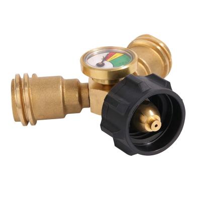 China Propane Tank Gauge and Shut Off Valve, Propane Gas Splitter QCC1 Type1 Connection Kit, Propane LP Tank Fuel Tee Gauge Adapter Fitting for sale