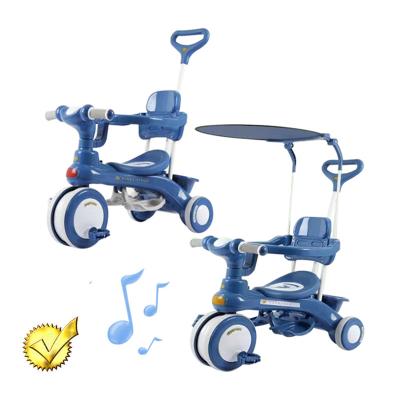 China Environmental PP/PU material/light bar/push/canopy tricycle with pushbar for 2-5 years from China factory 2022 high quality baby 3-4-5in1 tricicle for kids kids with baby carriage for sale