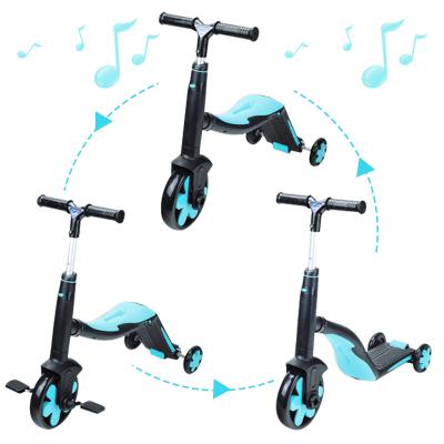 China 3 in 1 child scooter with music Ninos bicicleta balance bike child 3 in1 equilibrar scooter for kids music seat scooter for kids with 3 wheels for sale