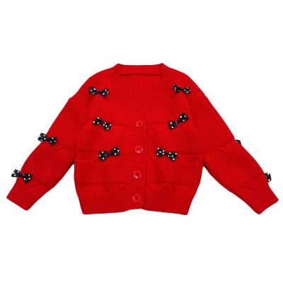 China Cute Anti-Wrinkle Woolen Sweaters Design GMC Acrylic Embroidery Anti Pilling Kids Jacquard Sequins Basic Winter Soft Pink Sweater for sale