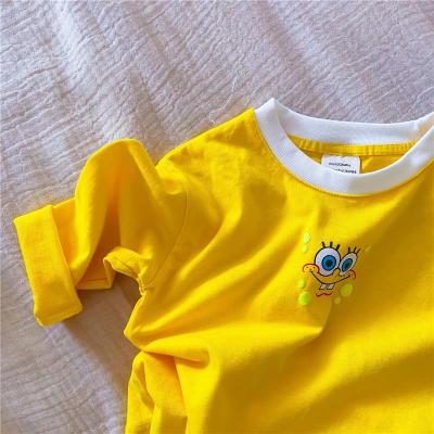 China Autumn Lovely Cartoon With Soft Tops Korean Boy's 2021 High Quality Fabric Long Sleeve Breathable Cotton T-shirt for sale