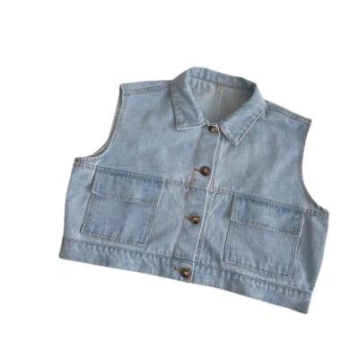 China Breathable Vintage Denim Vest Baby Children's Vest Loose Shoulder for sale