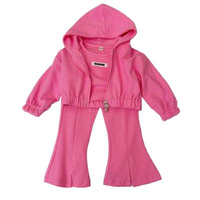 China 2021 autumn Chinese style girls' sportswear knitted three-piece set for sale