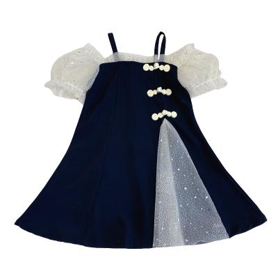 China 2021 Summer Baby Hepburn Small Chiffon Wear Washable Dress Girls Dress New Skirt Splice Children's Suspender Wind Mesh for sale