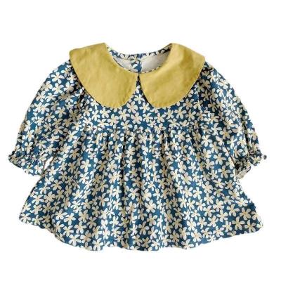 China Girls Retro Corduroy Flower Lapel Washable Skirt Baby Foreign Style Corduroy Dress for sale