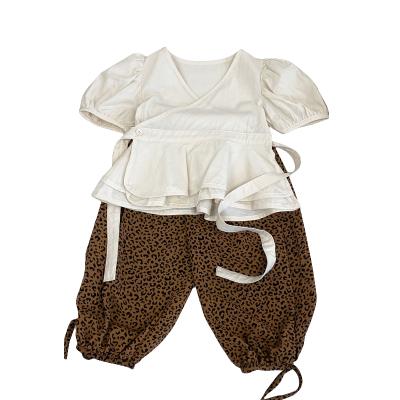 China Children's two-piece suit summer new children's suit children's suit Chinese style leopard top pattern mosquito pants foreign proof for sale