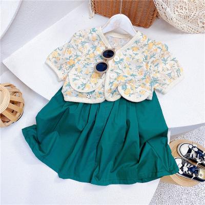 China Korean style two-piece small children's summer clothes2021New Chinese-style girls' summer suit baby's short-sleeved floral clothes for sale