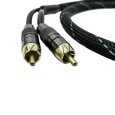 China Male To Male 2 RCA Cable With Nylon Braided Expandable Sleeving 9.5mm Outer Diameter for sale