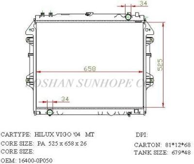 Chine Réfrigérant à huile de système de refroidissement de TOYOTA VIGO/INNOVA 16400-0P050 pour le véhicule à vendre