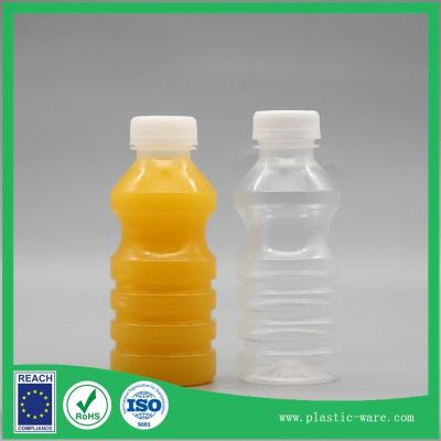 China 330 ml PP clear plastic drinking bottles with lid in plastic juice bottles round bottles for sale